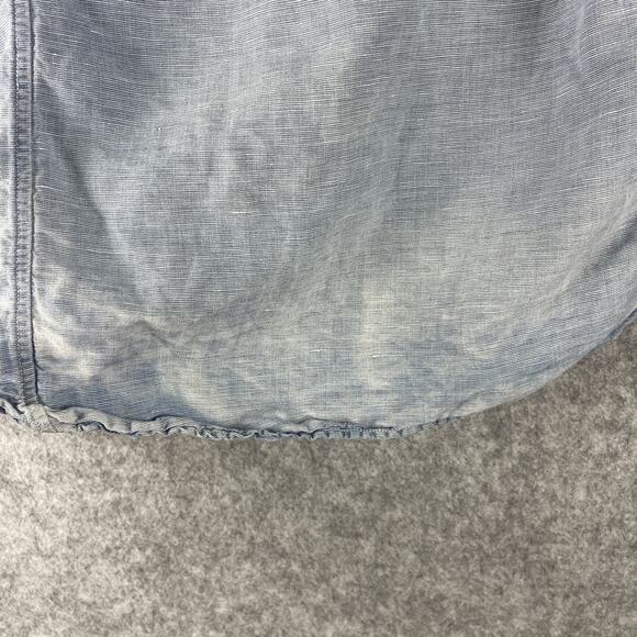 Culturata Linen Blend Western Shirt Men Large 16.5 42 Blue Faded Pearl Snap Itay - Picture 12 of 13